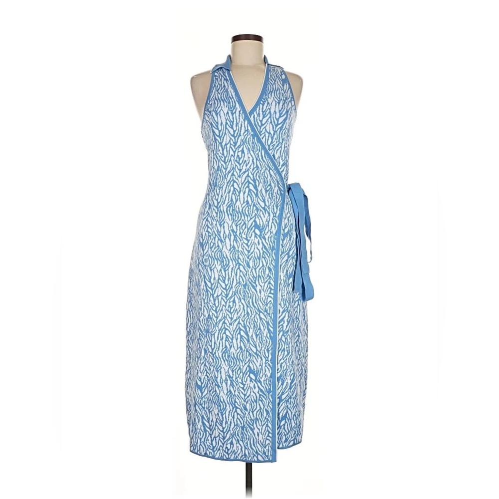 Diane Von Furstenberg Blue and White Knit Dress -XXL